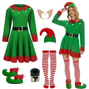 Green and Red Elf Costume